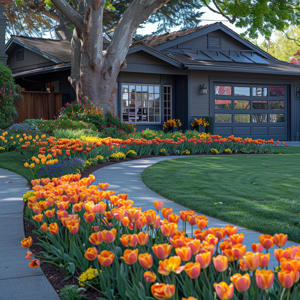 Crisp lawn edges and a well-maintained walkway on an East Bay property
